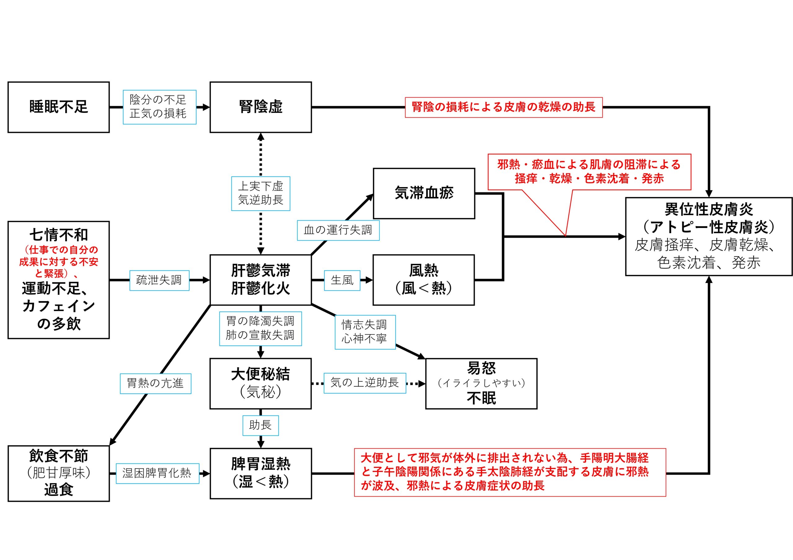 アトピー性皮膚炎の病因病理チャート図